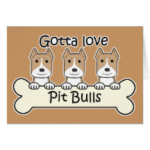 Three Pitbulls Greeting Cards