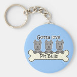 Three Pitbulls Keychain