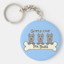 Three Pitbulls Keychain