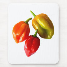 Three Scotch Bonnet Peppers Red Orange Yellow Pic Mouse Pad