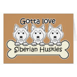 Three Siberian Huskies Card