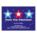 Three stars food fun fireworks 4th of July party Personalised Invitations