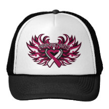 Throat Cancer Awareness Heart Wings.png Trucker Hat