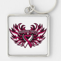 Throat Cancer Awareness Heart Wings.png Key Chain