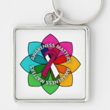 Throat Cancer Awareness Matters Petals Key Chain
