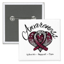 Throat Cancer Awareness Mosaic Heart Pinback Buttons