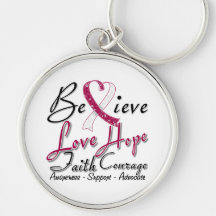 Throat Cancer Believe Heart Collage Keychain