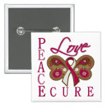 Throat Cancer Butterfly Peace Love Cure Pinback Button