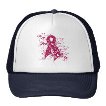 Throat Cancer Floral Swirls Ribbon Hats