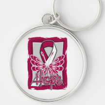 Throat Cancer Hope Butterfly Portrait Keychain