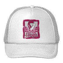 Throat Cancer Hope Butterfly Portrait Trucker Hat