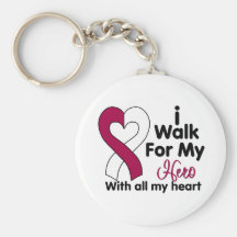 Throat Cancer I Walk For My Hero Key Chain