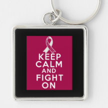 Throat Cancer Keep Calm and Fight On Key Chain