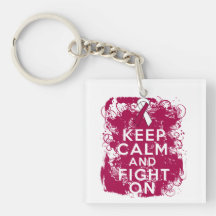 Throat Cancer Keep Calm and Fight On Acrylic Key Chain