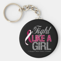 Throat Cancer Ribbon - Fight Like a Girl Key Chain