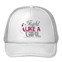 Throat Cancer Ribbon - Fight Like a Girl Mesh Hats