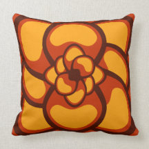 Throw Pillow, Abstract Flower 3, Brown Orange Gold