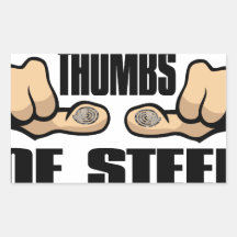 Thumbs of Steel Rectangular Stickers