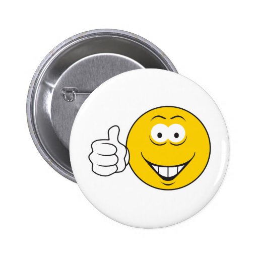 Thumbs Up Smiley Face Pinback Button