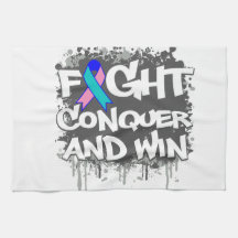 Thyroid Cancer Fight Conquer and Win Kitchen Towels