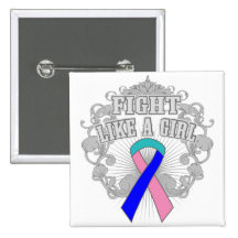 Thyroid Cancer Fight Like A Girl Fleurish Pinback Button