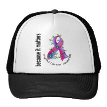 Thyroid Cancer Flower Ribbon 3 Mesh Hats