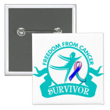 Thyroid Cancer - Freedom From Cancer Survivor Pinback Button