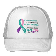 Thyroid Cancer I Proudly Wear Teal Purple Pink 1 Trucker Hat