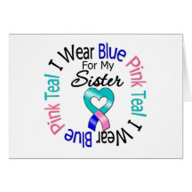 Thyroid Cancer I Wear Heart Ribbon For My Sister Card