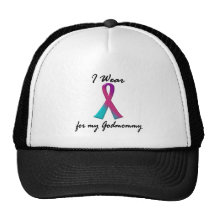 Thyroid Cancer I WEAR THYROID RIBBON 1 Godmommy Trucker Hat