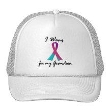 Thyroid Cancer I WEAR THYROID RIBBON 1 Grandson Trucker Hats