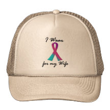 Thyroid Cancer I WEAR THYROID RIBBON 1 Wife Trucker Hats