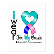 THYROID CANCER Ribbon For My Cousin Postcards