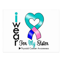 Thyroid Cancer Ribbon For My Sister Postcards