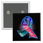 Thyroid Cancer Slogan Watermark Ribbon Pins