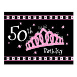 Tiara 50th Birthday Postcard Invitation