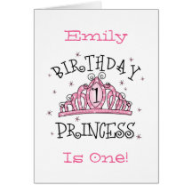 Tiara Princess 1st Birthday Card - Customised