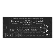 Ticket Punch Card Tea Length Invitation in Black