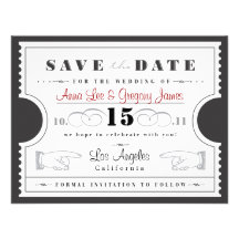Ticket Save the Date Personalised Invitations
