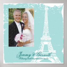 Tiffany Blue Eiffel Tower Wedding Framed Photo Posters