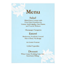 Tiffany Damask Wedding Menu Personalised Announcement