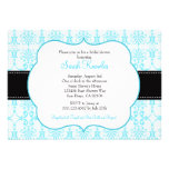 Tiffny Blue Bridal Shower Invitations Damask