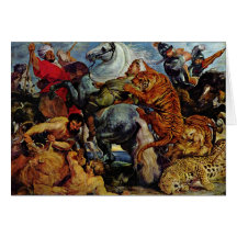Tiger And Lion Hunting By Rubens Peter Paul Cards