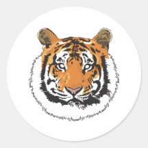 Tiger Face Round Sticker