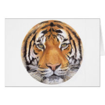 "Tiger Spot" on White, Watercolor Art Greeting Card