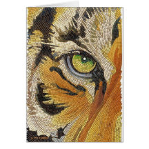 "Tiger Tiles" Tiger Face Mosaic Watercolor Cards
