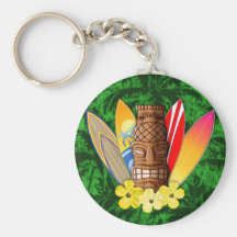 Tiki Mask And Surfboards Key Chains
