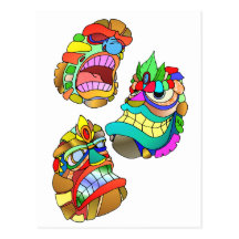 Tiki Masks Postcard
