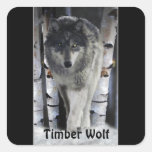TIMBER WOLF Wildlife Supporter Artwork Square Stickers
