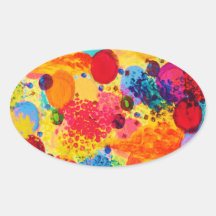 TIME FOR BUBBLY 2 - Fun Fiery Orange Red Whimsical Oval Stickers